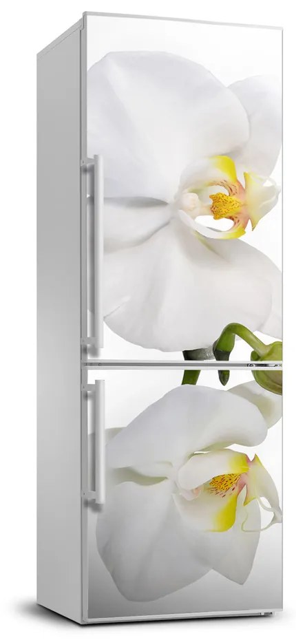 Autocolant pe frigider alb orhidee