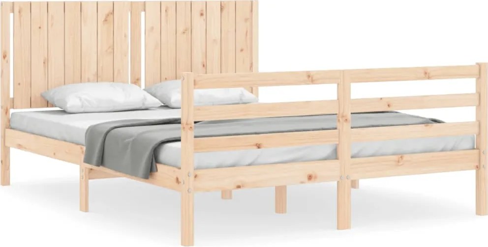 vidaXL Cadru de pat cu tăblie, 160x200 cm, lemn masiv