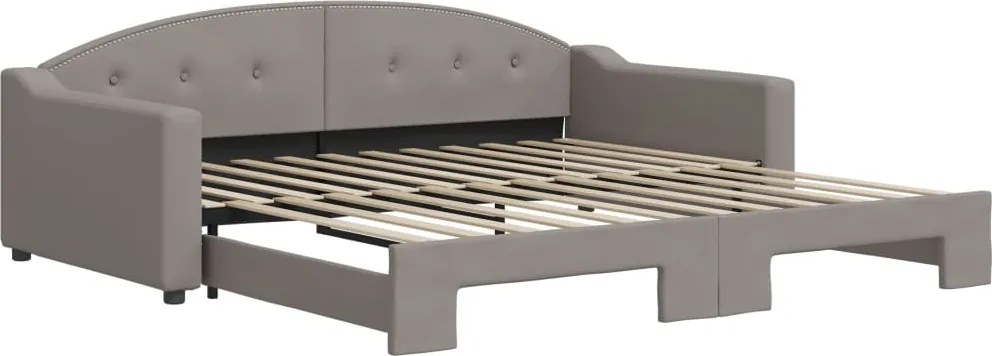 vidaXL Pat de zi cu extensie, gri taupe, 100x200 cm, textil