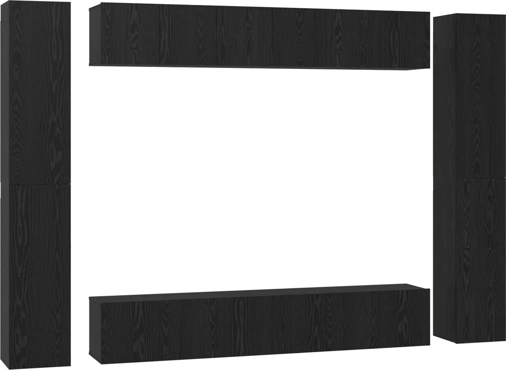 vidaXL Set comodă TV Pe perete 10 pcs Stejar Negru Lemn compozit