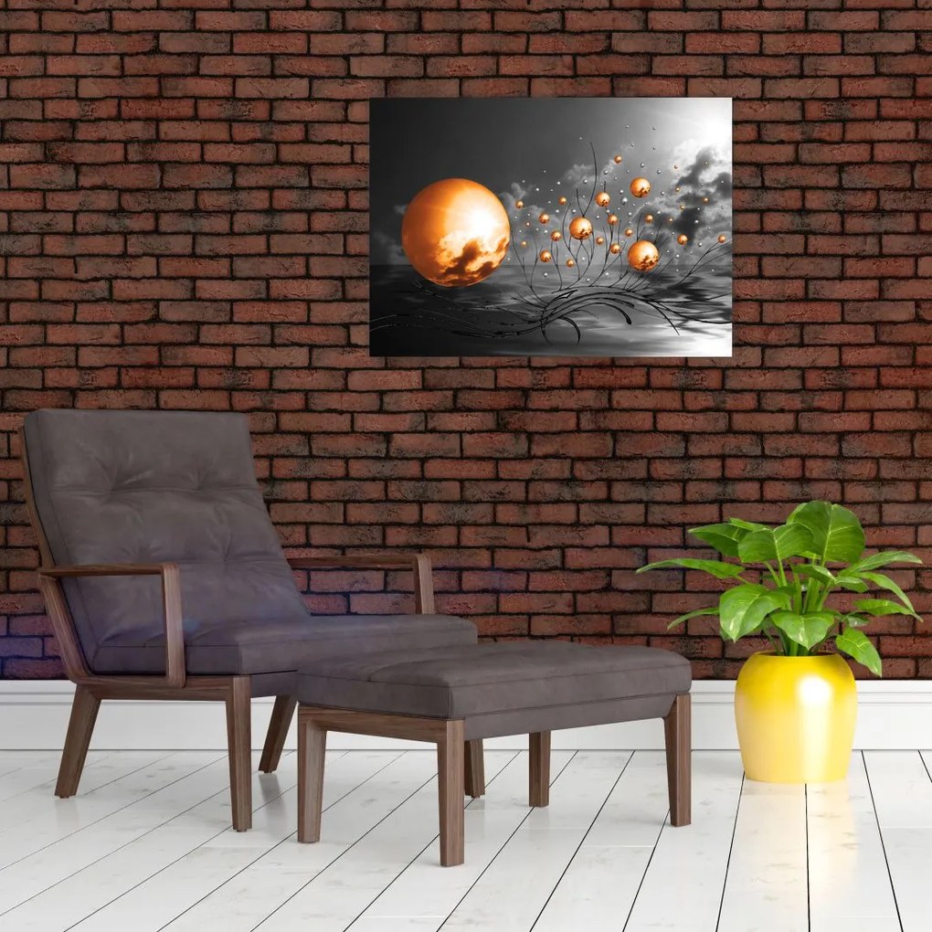 Tabloul bilelor portocalii abstarcte (70x50 cm)