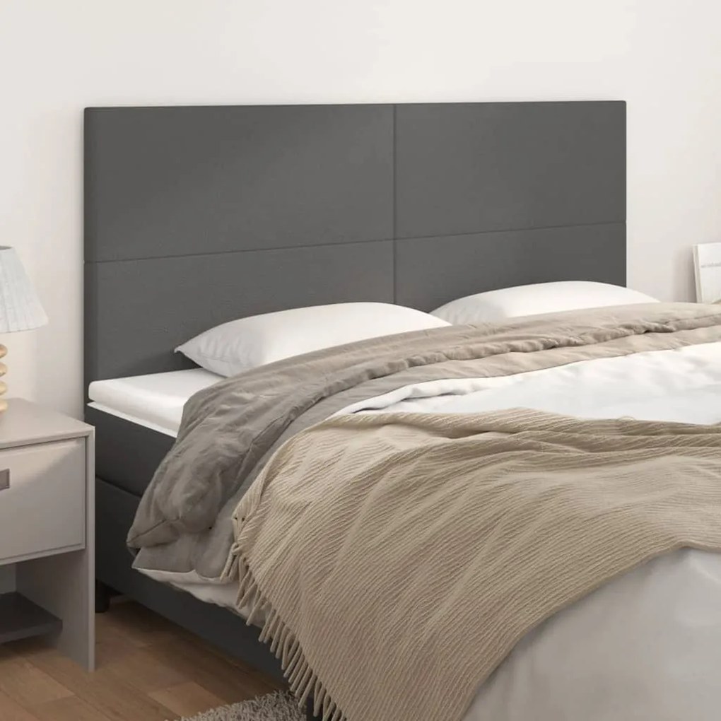 vidaXL Tăblii de pat, 4 buc, gri, 80x5x78/88 cm, piele ecologică