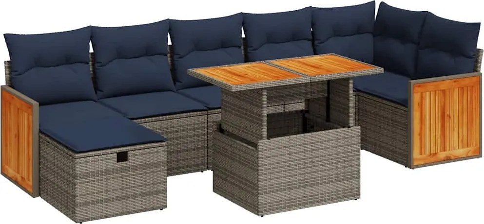 vidaXL Set canapele de grădină cu perne, 8 piese, gri, poliratan