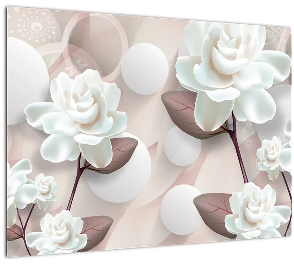 Tablou pe sticlă - Flori de trandafir (70x50 cm)