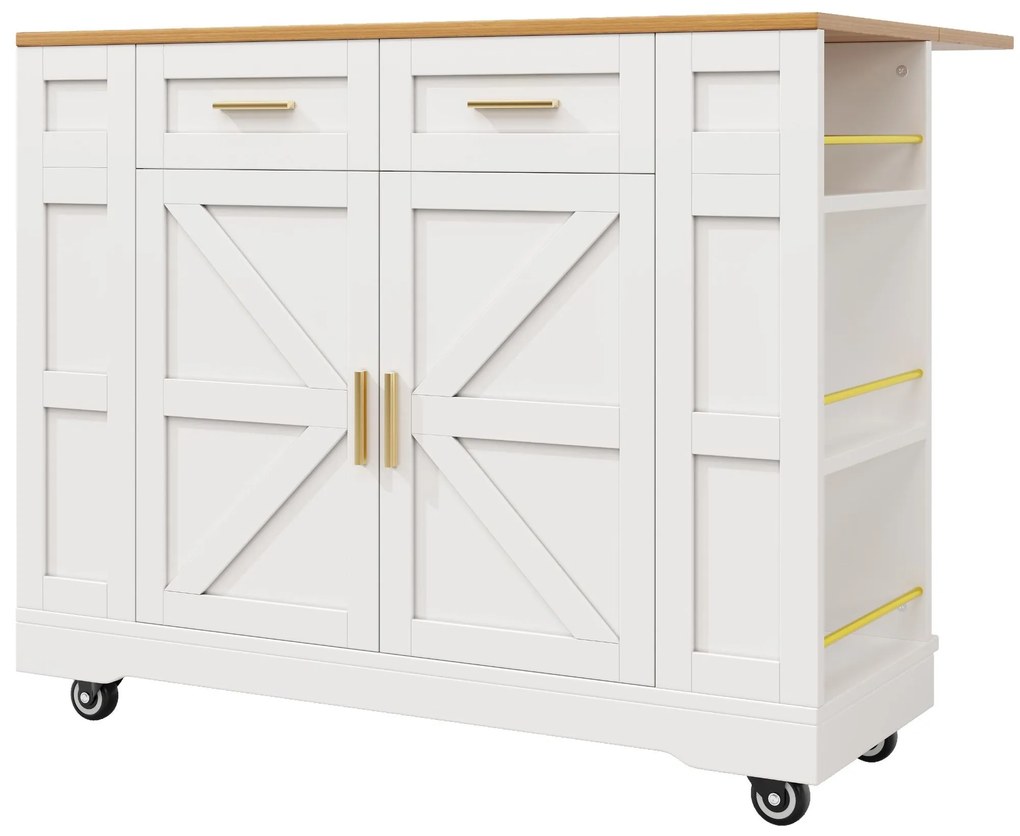 Insulă de bucătărie modernă cu blat reglabil,Alb | Aosom Romania