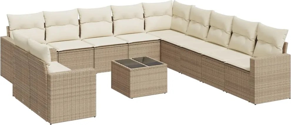 vidaXL Set canapele de grădină cu perne, 12 piese, bej, poliratan