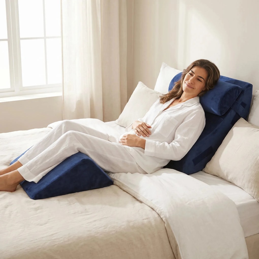 Perna ortopedica set 4 piese memory foam recuperare gravitate zero, ajustabila