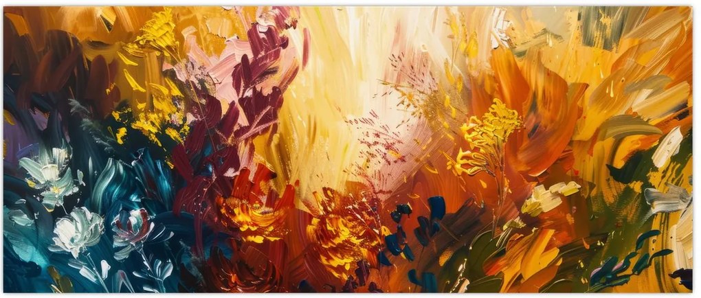 Tablou - pictură abstractă de flori (120x50 cm)