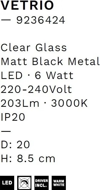 Aplica de perete LED decorativa VETRIO