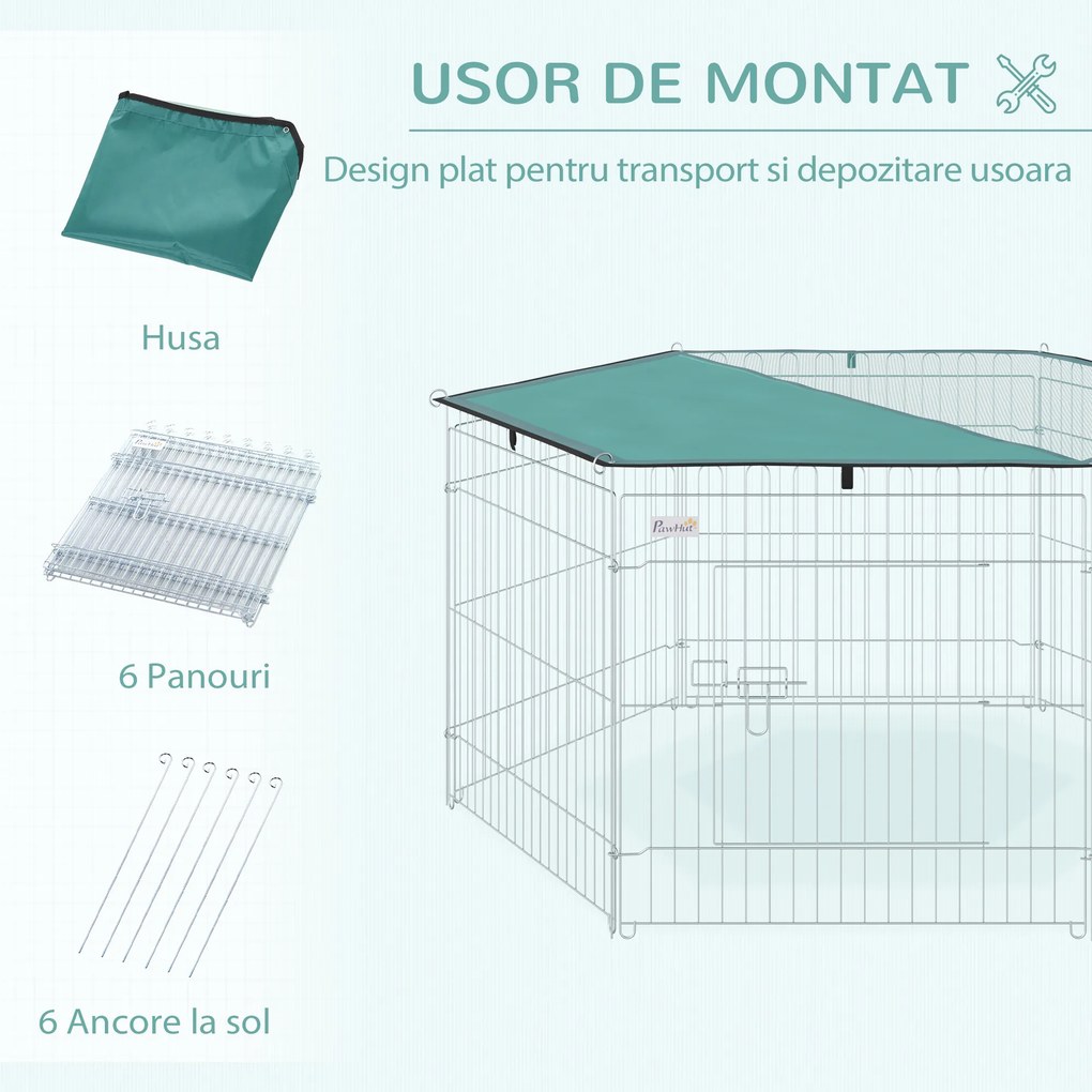 PawHut Țarc Modular Animale Ușă Acces Acoperiș Impermeabil Pliabil, Φ120x60 cm | Aosom Romania