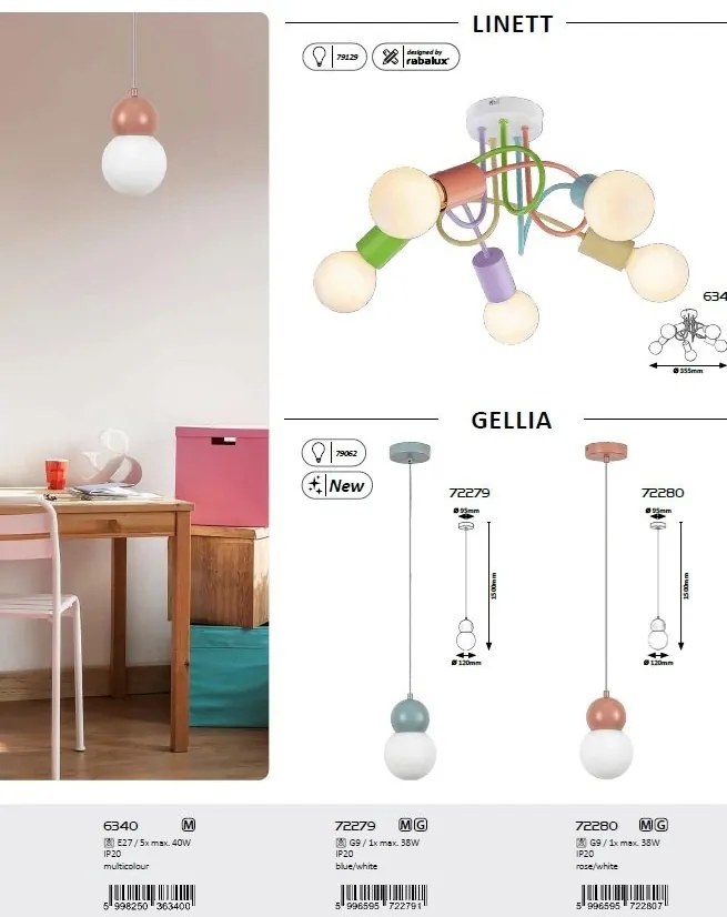 Pendul stil minimalist camera copii Gellia albastru