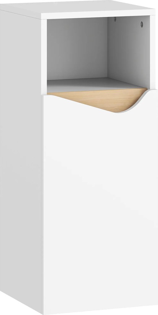 HOMCOM Dulăpior pentru Baie Îngust cu Ușă Amortizată și Raft Deschis, Mobilier Compact cu Rafturi Reglabile, pentru Bucătărie, Sufragerie sau Baie, 30x30x71,5 cm, Alb și Lemn Natur | Aosom Romania