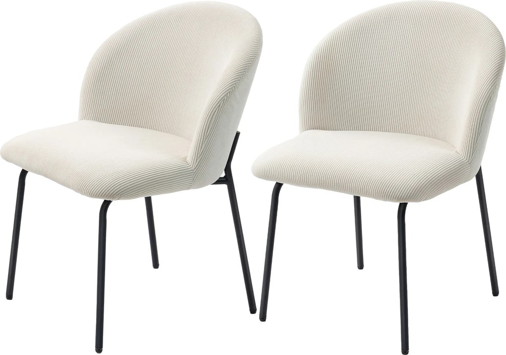 HOMCOM Set de 2 scaune de sufragerie din catifea canaletată, scaune de bucătărie cu picioare din oțel, 56x58x78cm, crem | Aosom Romania