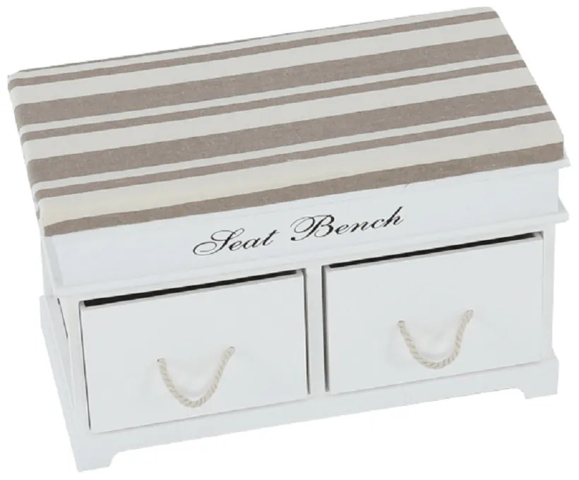 Bancă cu pernă, 2 sertare, alb/maro deschis, SEAT BENCH 1 NEW