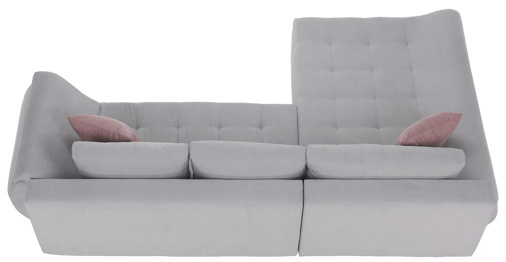 Set canapea, gri deschis / roz pudră, material textil, stânga, BRATO