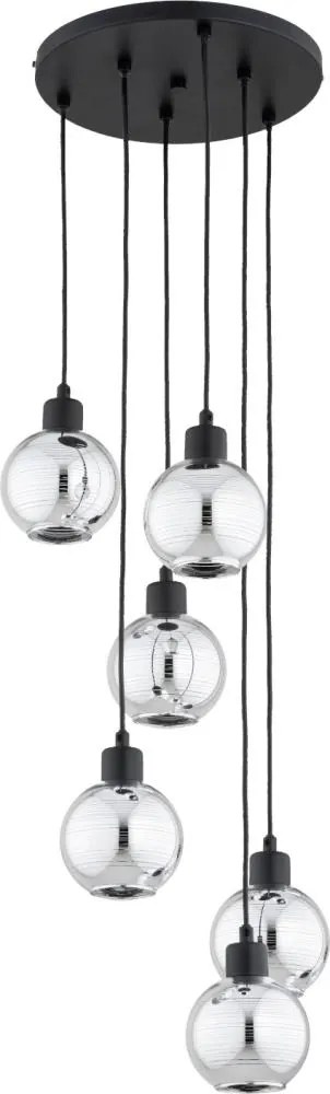 Lustru suspendat cu cablu ARVENE 5xE27/15W/230V, negru/crom lucios