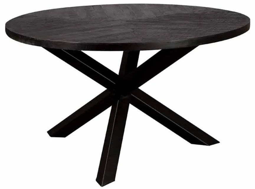 Masa de dining rotunda Viola din lemn de mango neagra 130 cm