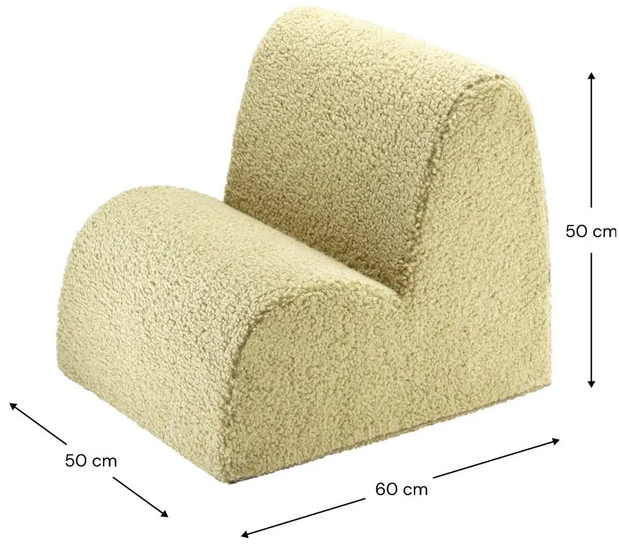 Fotoliu de copii verde cu tapițerie din țesătură bouclé Cloud – Wigiwama