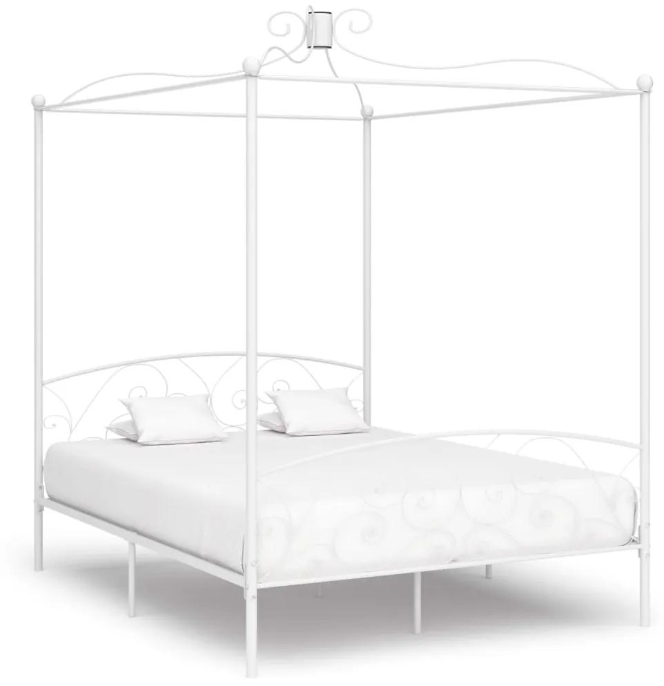 284473 vidaXL Cadru de pat cu baldachin, alb, 180 x 200 cm, metal