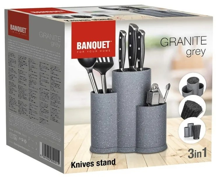 Suport de cuțite Banquet 3in1 Granite Grey