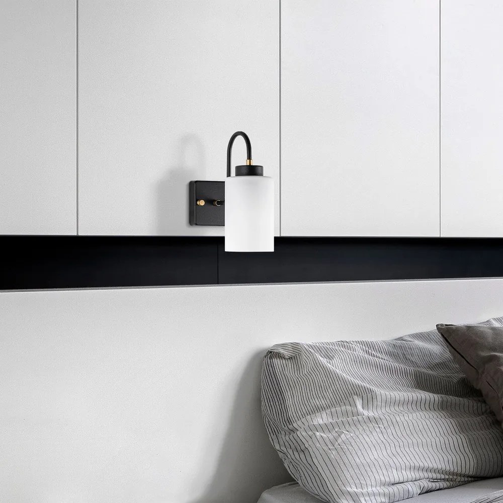 Aplică de perete neagră-albă ø 10 cm Duzsuz – Opviq lights