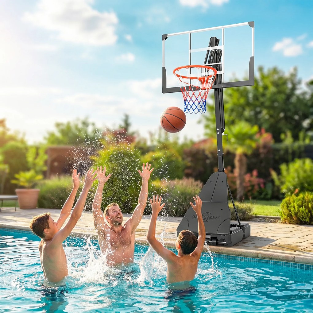 SPORTNOW Coș de Baschet Portabil pentru Exterior, Reglabil 2,45-3,05 m, Panou Rezistent la Șocuri, Reglare cu Manivelă | Aosom Romania