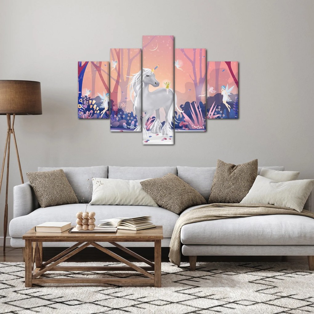 Tablou - Unicorn în pădurea fermecată (150x105 cm)