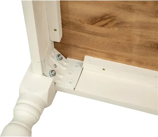 Masa fixa, L90 90 H78 cm, culoare natur alb antic, Lemn Masiv