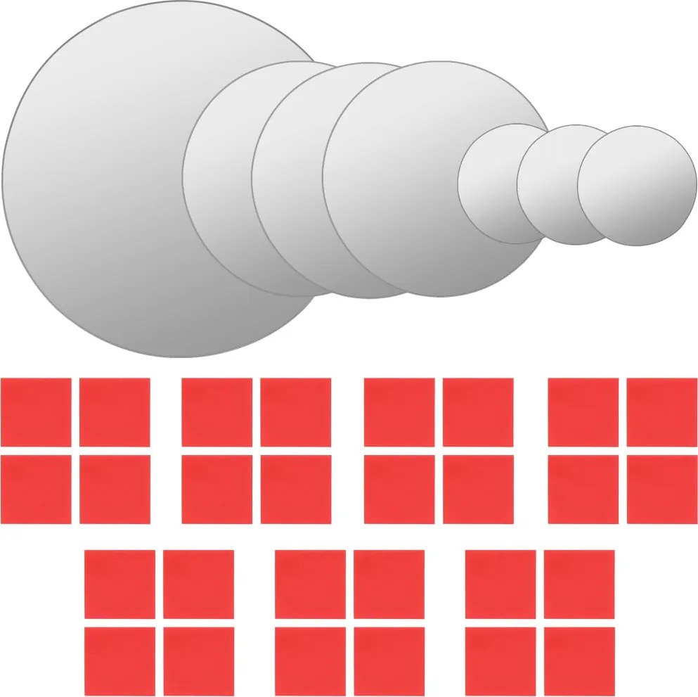 vidaXL Set oglindă de perete, 7 piese, sticlă, rotundă