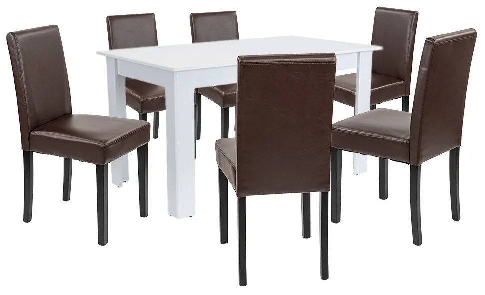Set de masă Leon 6+1 alb-maro