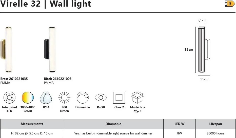 Aplica de perete LED baie IP44 Virelle negru