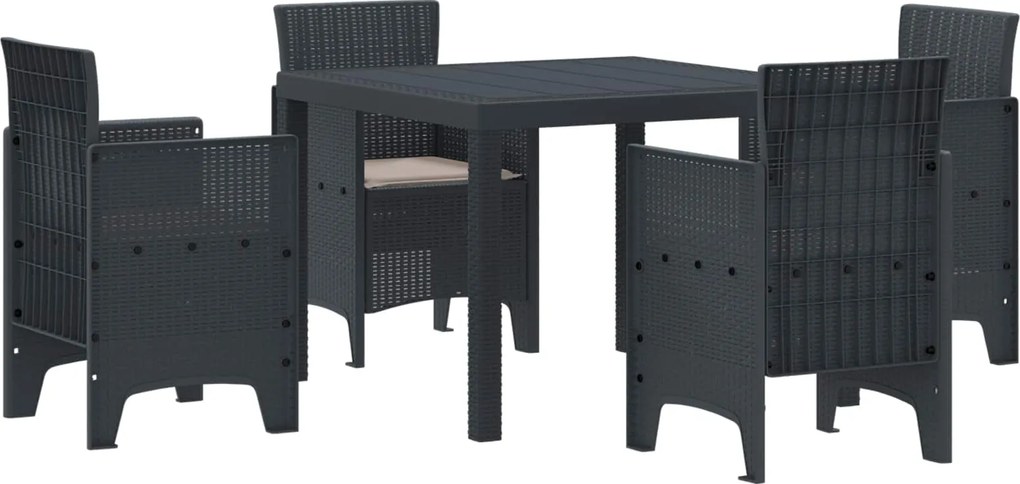 vidaXL Set de masă pentru grădină 5 pcs Antracit Polipropilenă