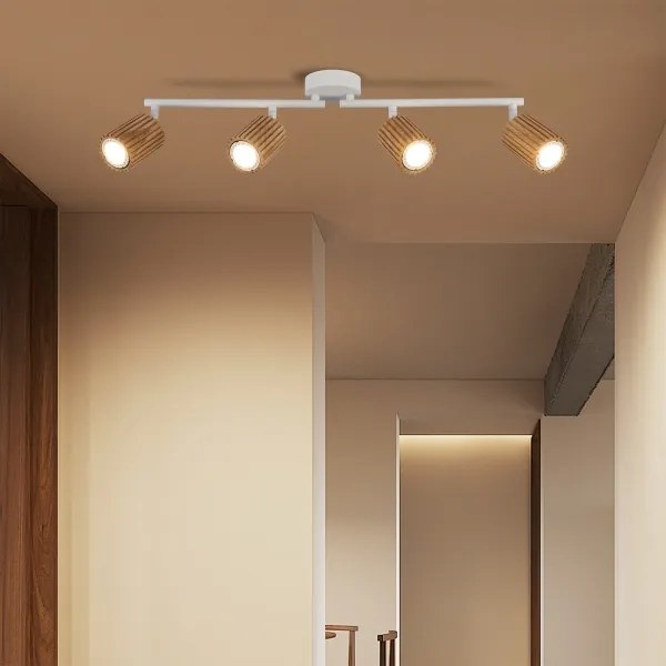 Brilagi - Spot MODERN WOOD 4xGU10/8W/230V lemn de cauciuc/alb