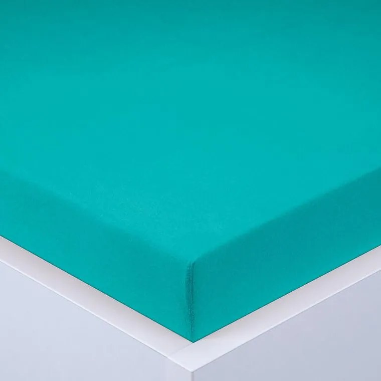 decoDoma Cearşaf cu elastic jersey EXCLUSIVE verde turcoaz 90 x 200 cm