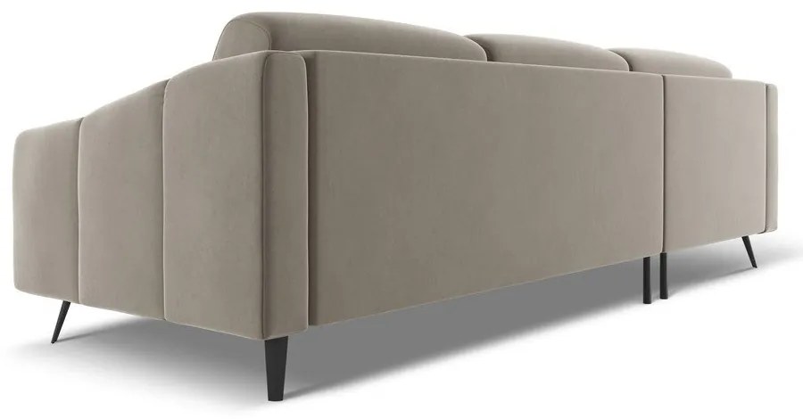 Colțar bej cu tapițerie din catifea (cu colț pe partea stângă) Nalu – Makamii