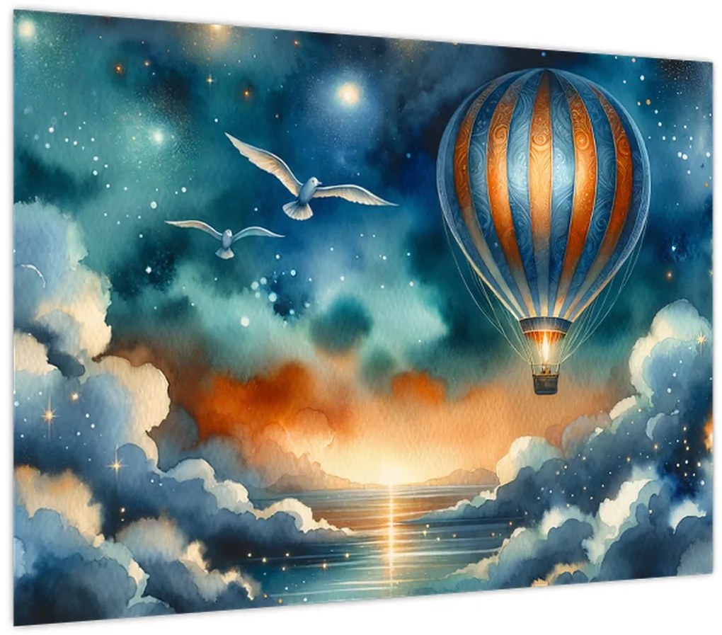 Tablou pe sticlă - Zbor sub cerul nopții (70x50 cm)