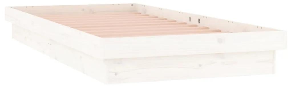 Cadru de pat cu led, alb, 90x200 cm, lemn masiv
