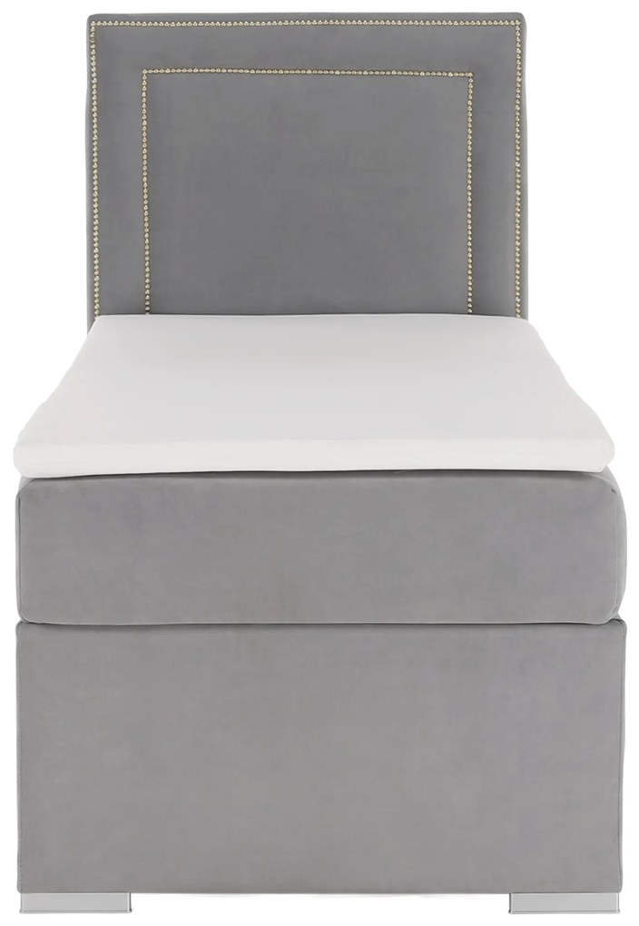 Pat boxspring, pat de o persoană, gri deschis, 80x200, dreapta, BILY