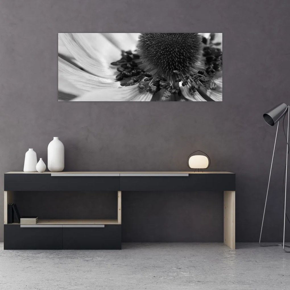 Tablou - Floare în alb-negru (120x50 cm)