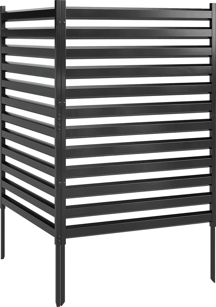 Outsunny Gard de grădină 2 panouri 91 x 152 cm metal gard de protecție vizuală cu stâlpi &amp; capace de protecție rezistent la rugină Negru | Aosom Romania