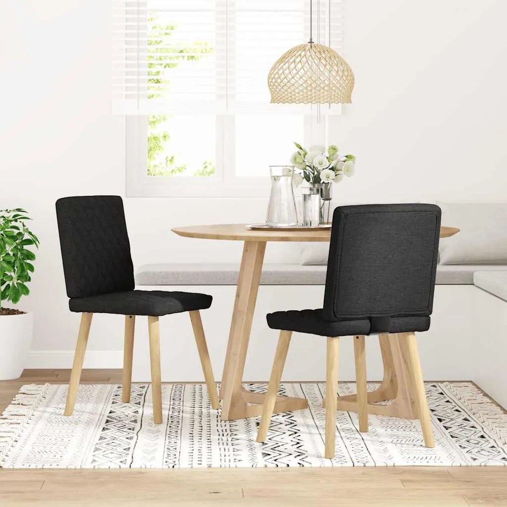 vidaXL Scaune de bucătărie, 2 buc. negru, textil