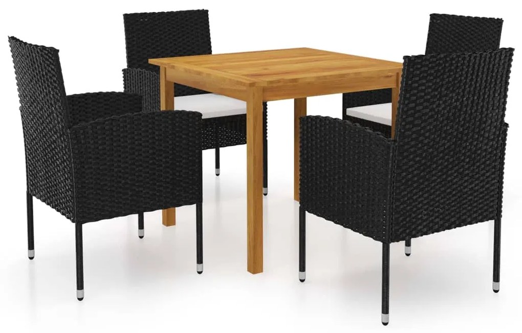 vidaXL Set mobilier de grădină, 5 piese, negru