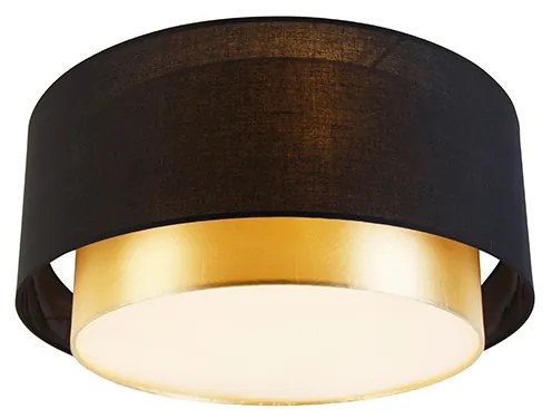 Plafoniera moderna neagra cu auriu 50 cm 3 lumini - Drum Duo