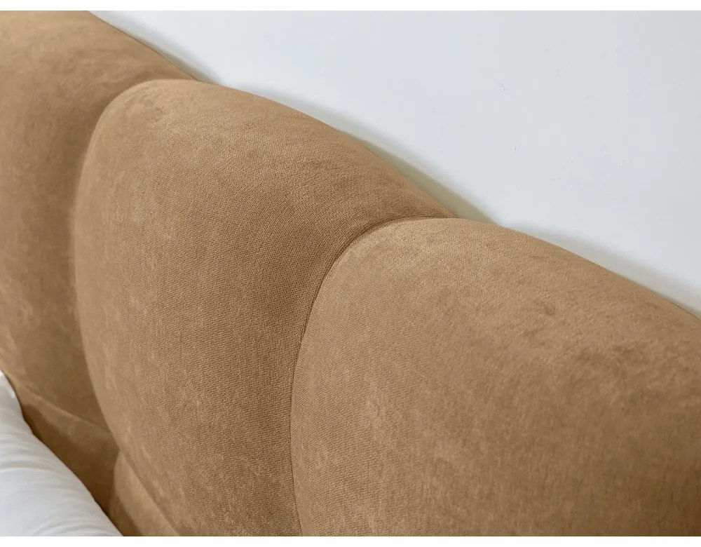 Pat matrimonial bej tapițat cu somieră 160x200 cm Kumo – Bobochic Paris