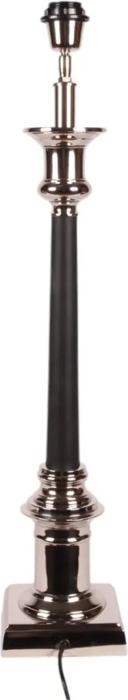 Bază pentru lampă de masă din aluminiu, argintiu și negru, cu coloană înaltă și bază pătrată, finisaj nichelat, 75 x 14 cm, „Orangerie”