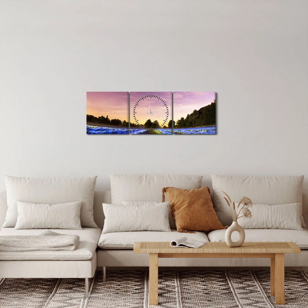 Tablou cu câmp colorat (cu ceas) (90x30 cm)