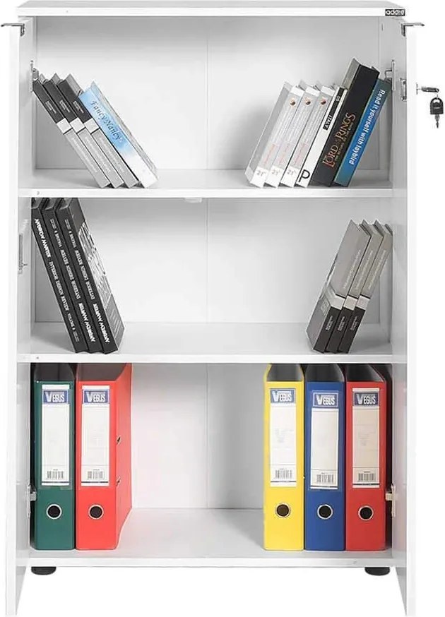 Bibliotecă Adore Rio cu 2 Uși, Cheie și 3 Rafturi, 72 x 109 x 34 cm