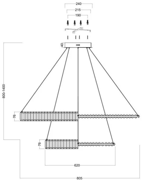 Lustră LED pe cablu Maytoni P097PL-L90G4K KRONE LED/90W/230V d. 80,5 cm auriu