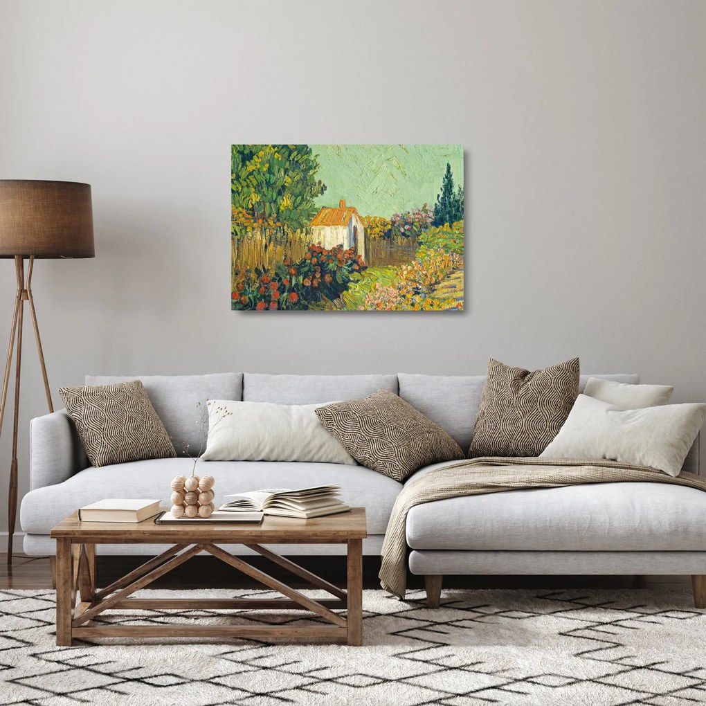 Tablou pe sticlă - Imitator of Vincent van Gogh, Landscape, reproducere (70x50 cm)