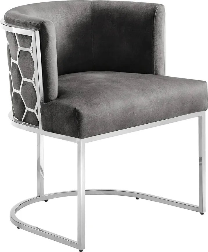 Scaun ELEGANCE catifea gri, otel inoxidabil argintiu